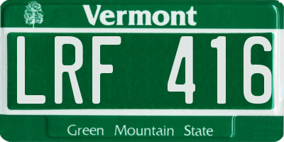 VT license plate LRF416
