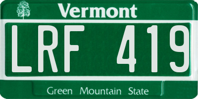 VT license plate LRF419
