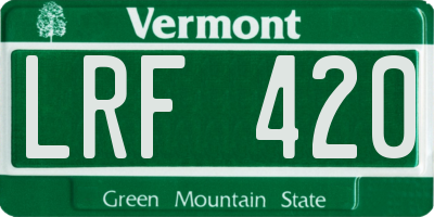 VT license plate LRF420