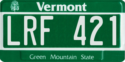 VT license plate LRF421
