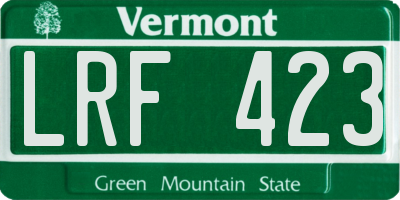 VT license plate LRF423