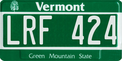 VT license plate LRF424