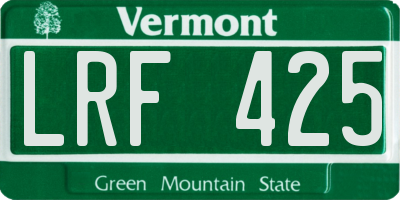 VT license plate LRF425