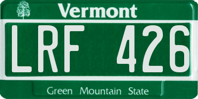 VT license plate LRF426