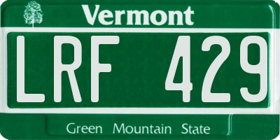VT license plate LRF429
