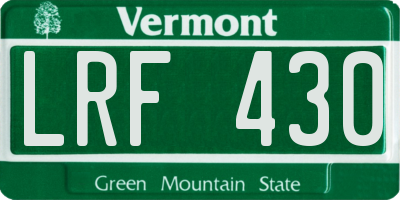 VT license plate LRF430
