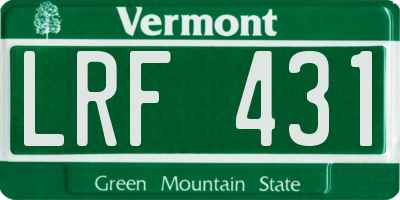 VT license plate LRF431