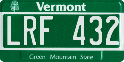 VT license plate LRF432