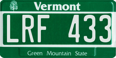 VT license plate LRF433