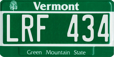 VT license plate LRF434
