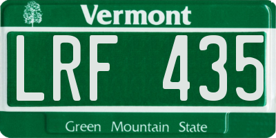 VT license plate LRF435