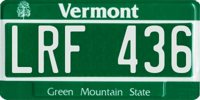 VT license plate LRF436