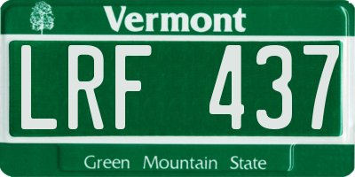 VT license plate LRF437
