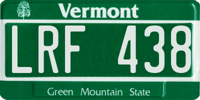 VT license plate LRF438