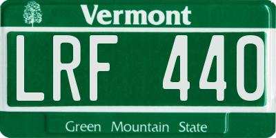 VT license plate LRF440