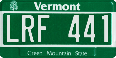 VT license plate LRF441