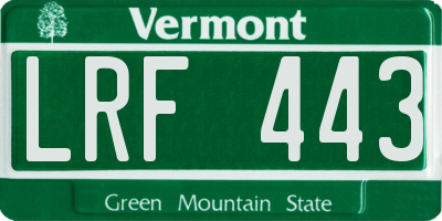 VT license plate LRF443