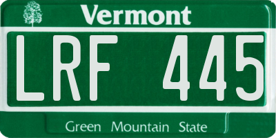 VT license plate LRF445