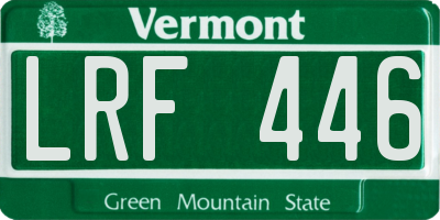 VT license plate LRF446