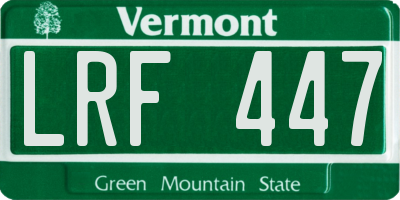 VT license plate LRF447