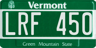 VT license plate LRF450