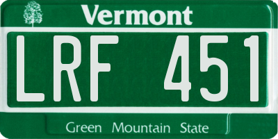 VT license plate LRF451