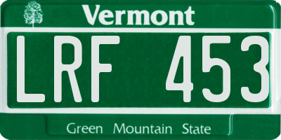 VT license plate LRF453