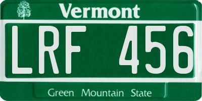 VT license plate LRF456