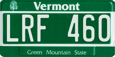 VT license plate LRF460