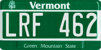 VT license plate LRF462