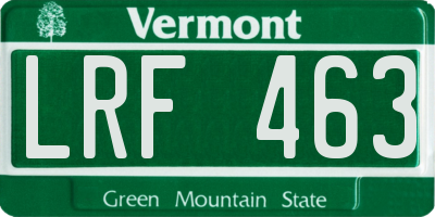 VT license plate LRF463
