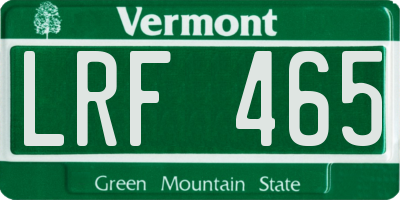 VT license plate LRF465