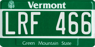 VT license plate LRF466