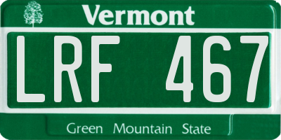 VT license plate LRF467