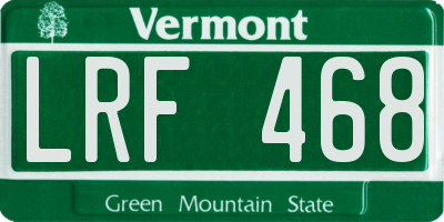 VT license plate LRF468