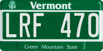 VT license plate LRF470