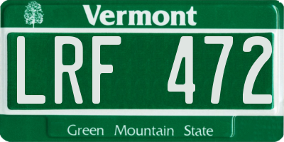 VT license plate LRF472