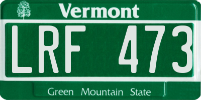 VT license plate LRF473