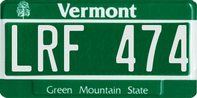 VT license plate LRF474