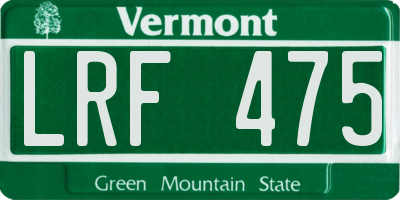 VT license plate LRF475