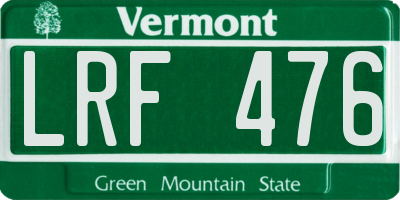VT license plate LRF476