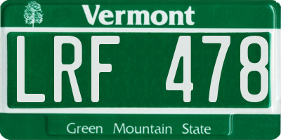 VT license plate LRF478