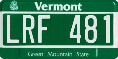 VT license plate LRF481
