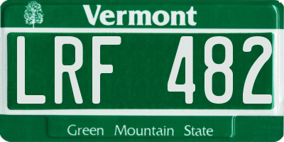 VT license plate LRF482