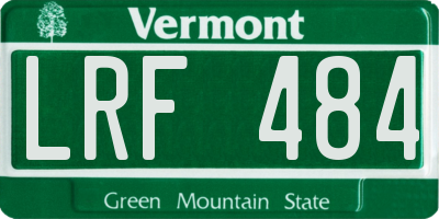 VT license plate LRF484