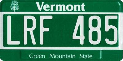 VT license plate LRF485