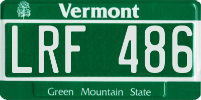 VT license plate LRF486