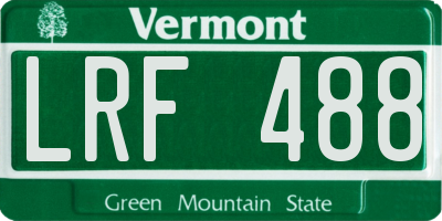 VT license plate LRF488