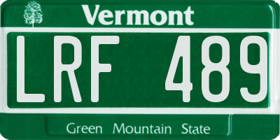 VT license plate LRF489