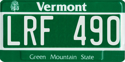 VT license plate LRF490